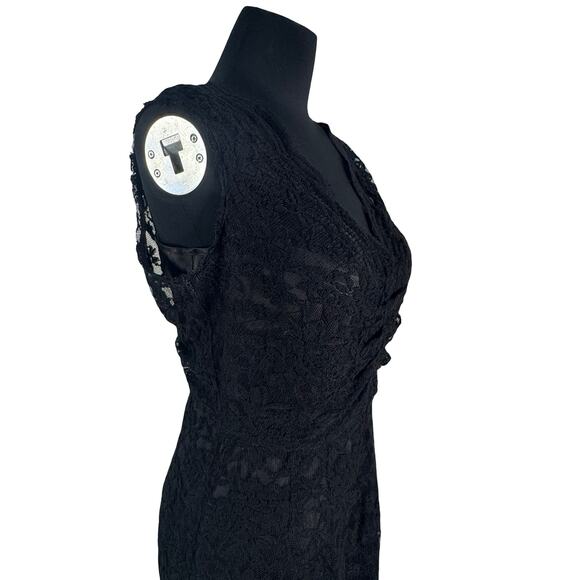 Y2K Calvin Klein Lace Overlay Slip Dress Set – Size 6 Little Black Party Dress - Picture 15 of 16